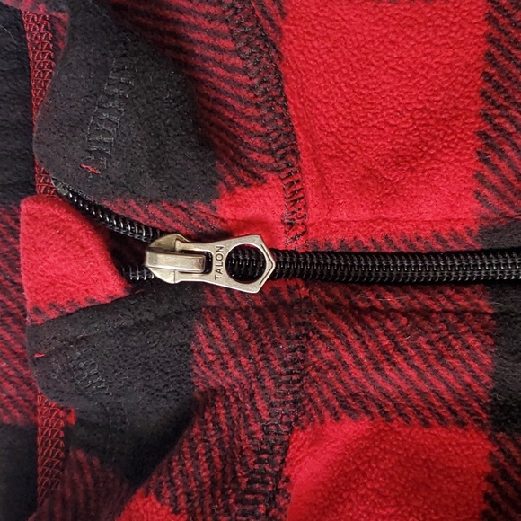Buffalo Plaid Fleece Boys Size 10 12 Lands End Red Black Fleece Plaid Pullover - Picture 6 of 12